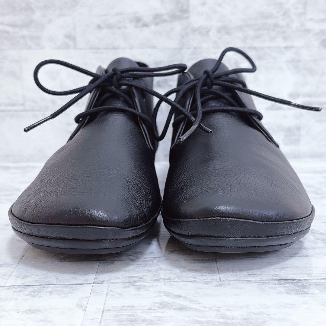 極美品✨カンペール ライトニナ 40 25cm 黒 シボ革 レースアップ ブーツ