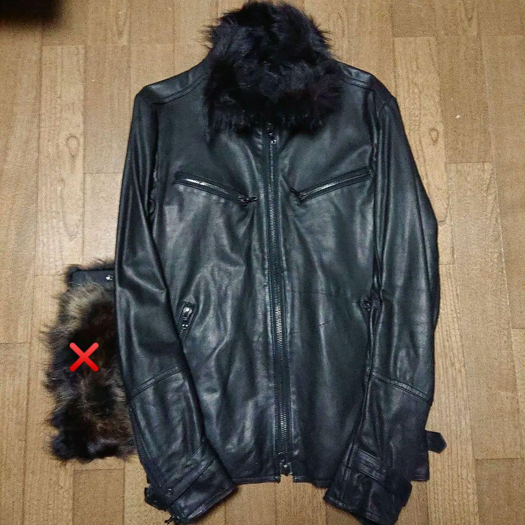 SHELLAC カウレザーライダースジャケット ラビットファー特別仕様【超美品】