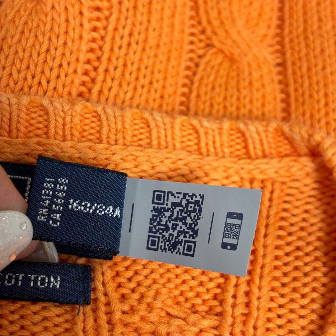 ★美品★POLO RALPH LAUREN 現行 QR オレンジ ケーブルニット