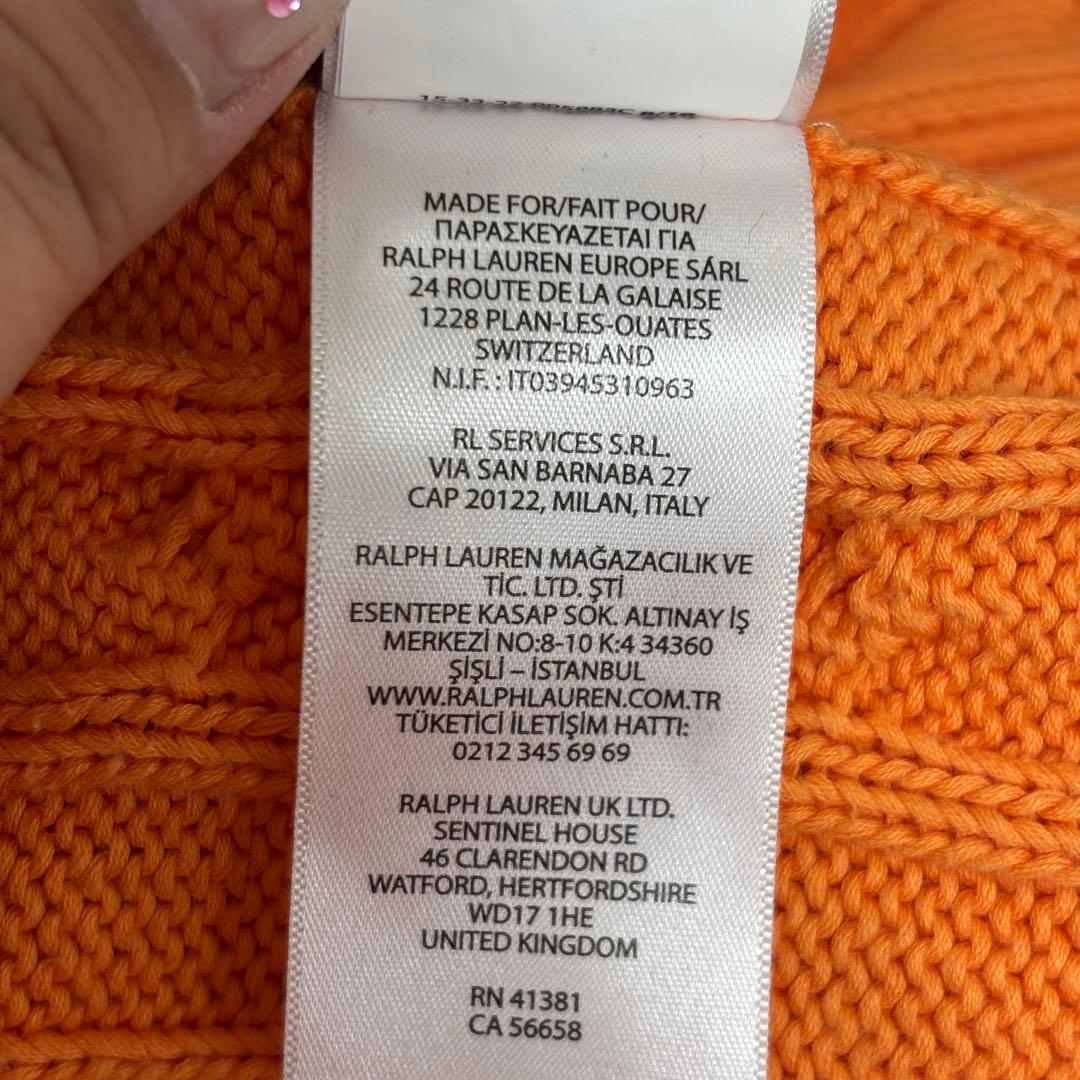 ★美品★POLO RALPH LAUREN 現行 QR オレンジ ケーブルニット