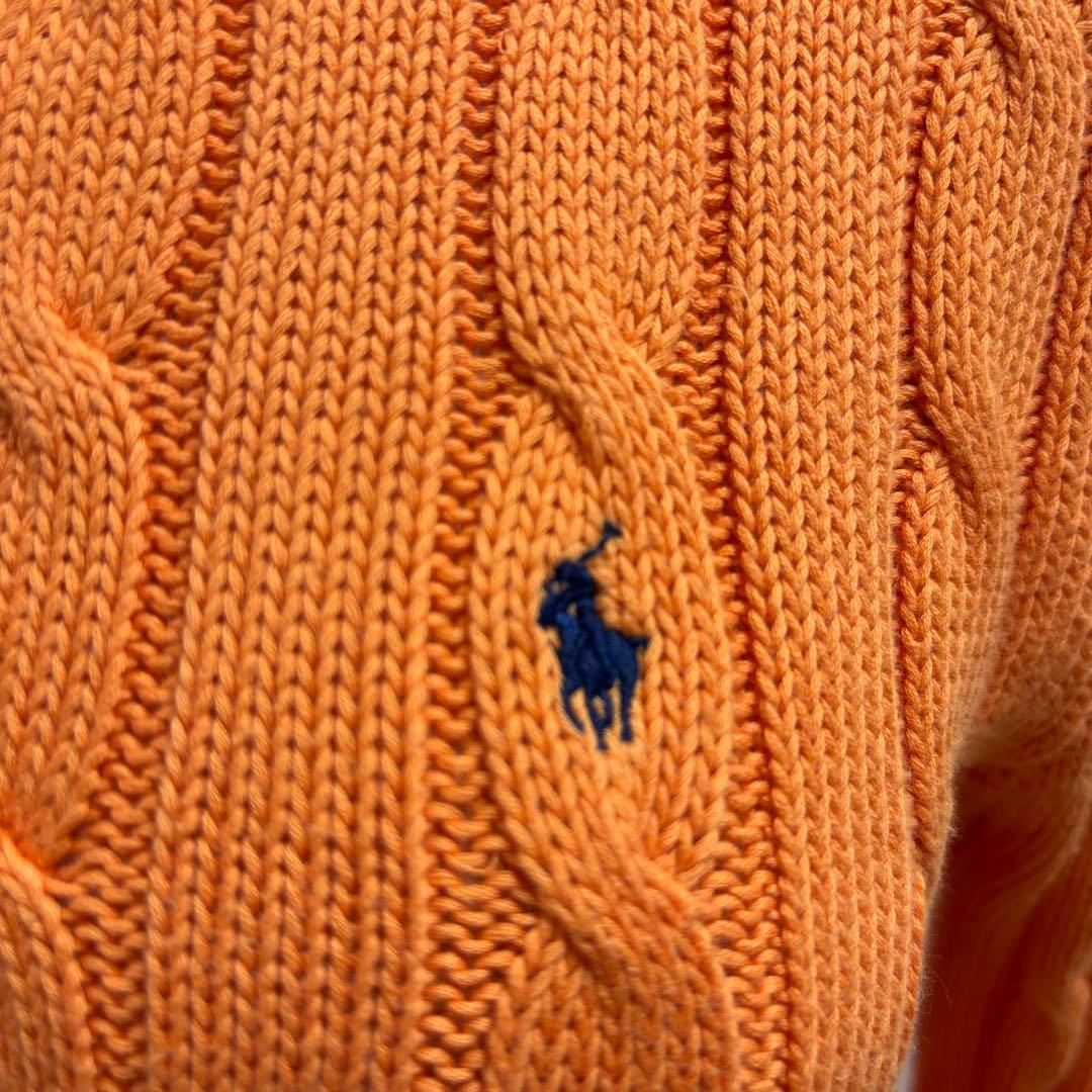 ★美品★POLO RALPH LAUREN 現行 QR オレンジ ケーブルニット