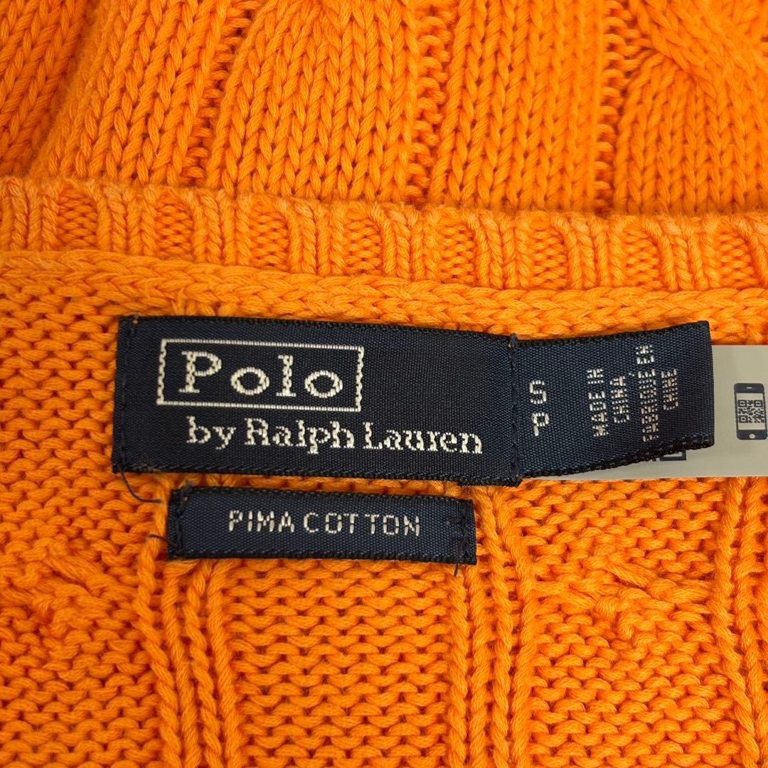 ★美品★POLO RALPH LAUREN 現行 QR オレンジ ケーブルニット