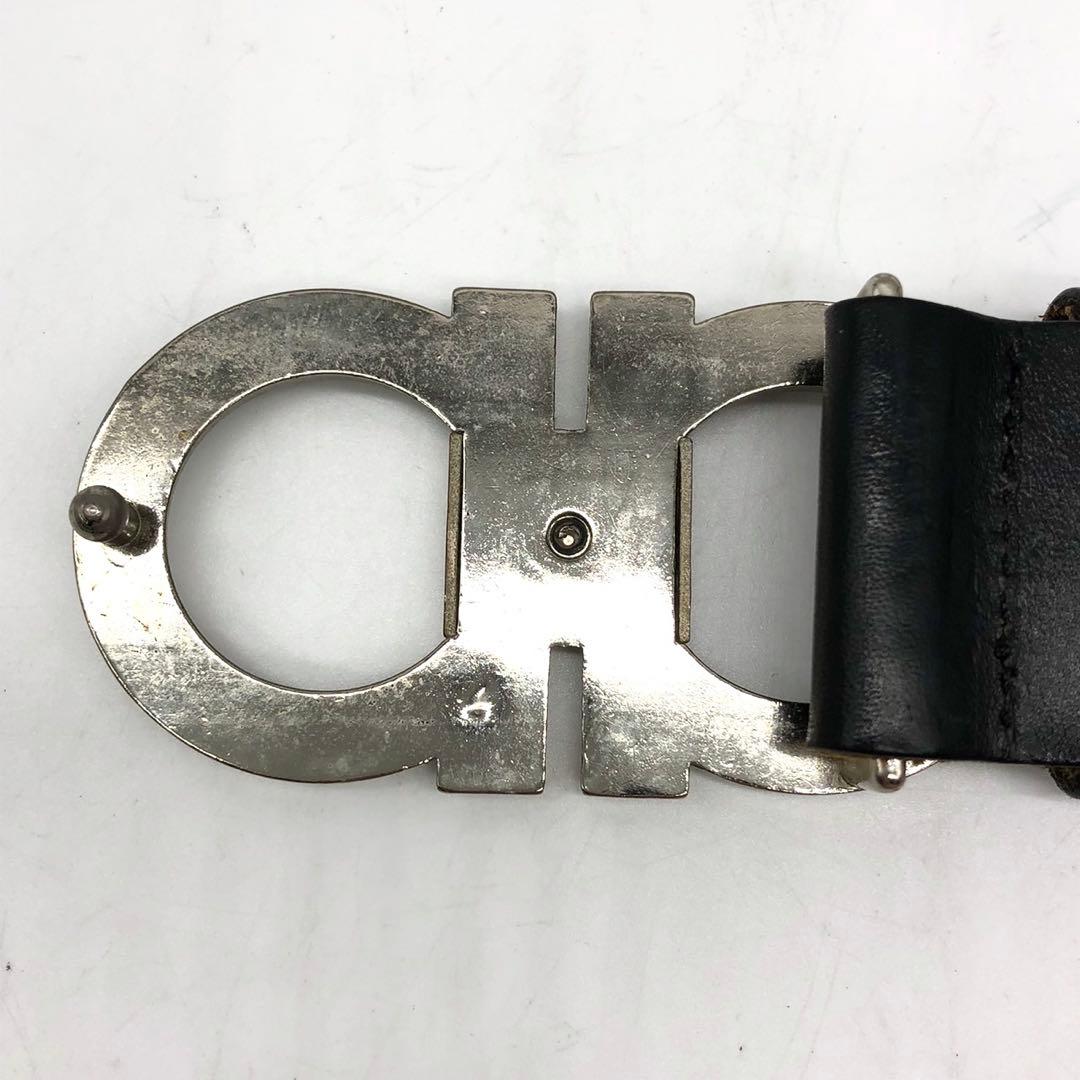 ✨希少・美品✨フェラガモ ベルト ダブルガンチーニ シルバー金具 レザー 黒