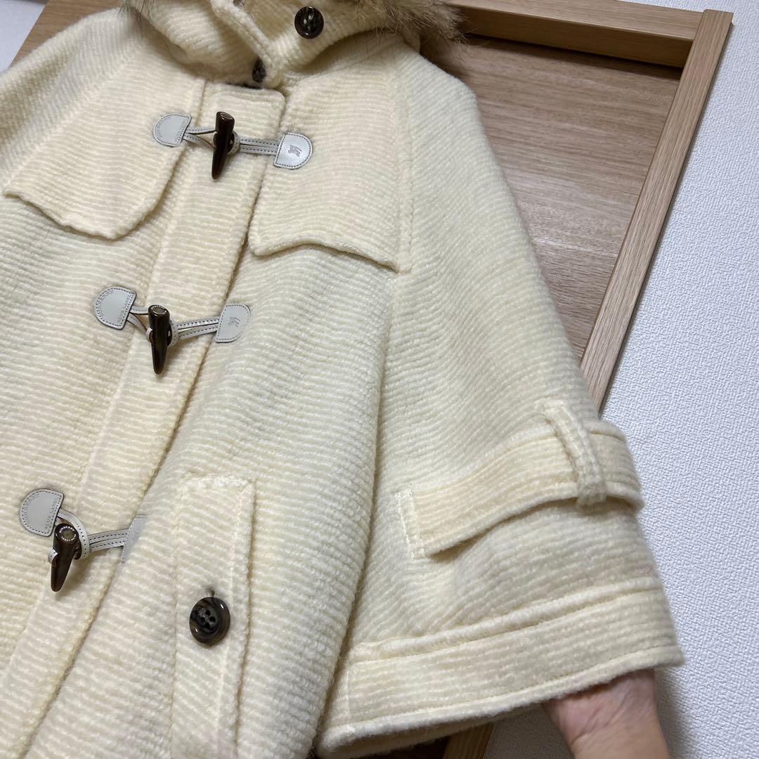 バーバリーブルーレーベル　モヘア　コート　ノバチェック　ファー付き　38