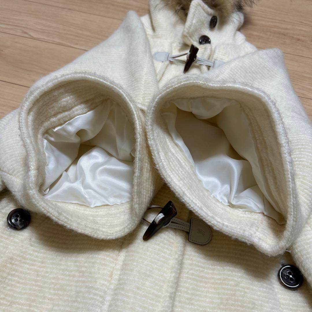 バーバリーブルーレーベル　モヘア　コート　ノバチェック　ファー付き　38