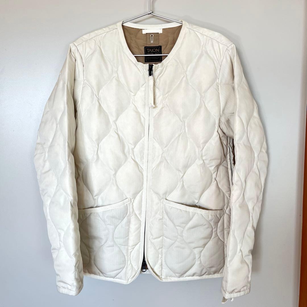 TAION TAION ミリタリー クルーネック Wジップ ダウンジャケット S