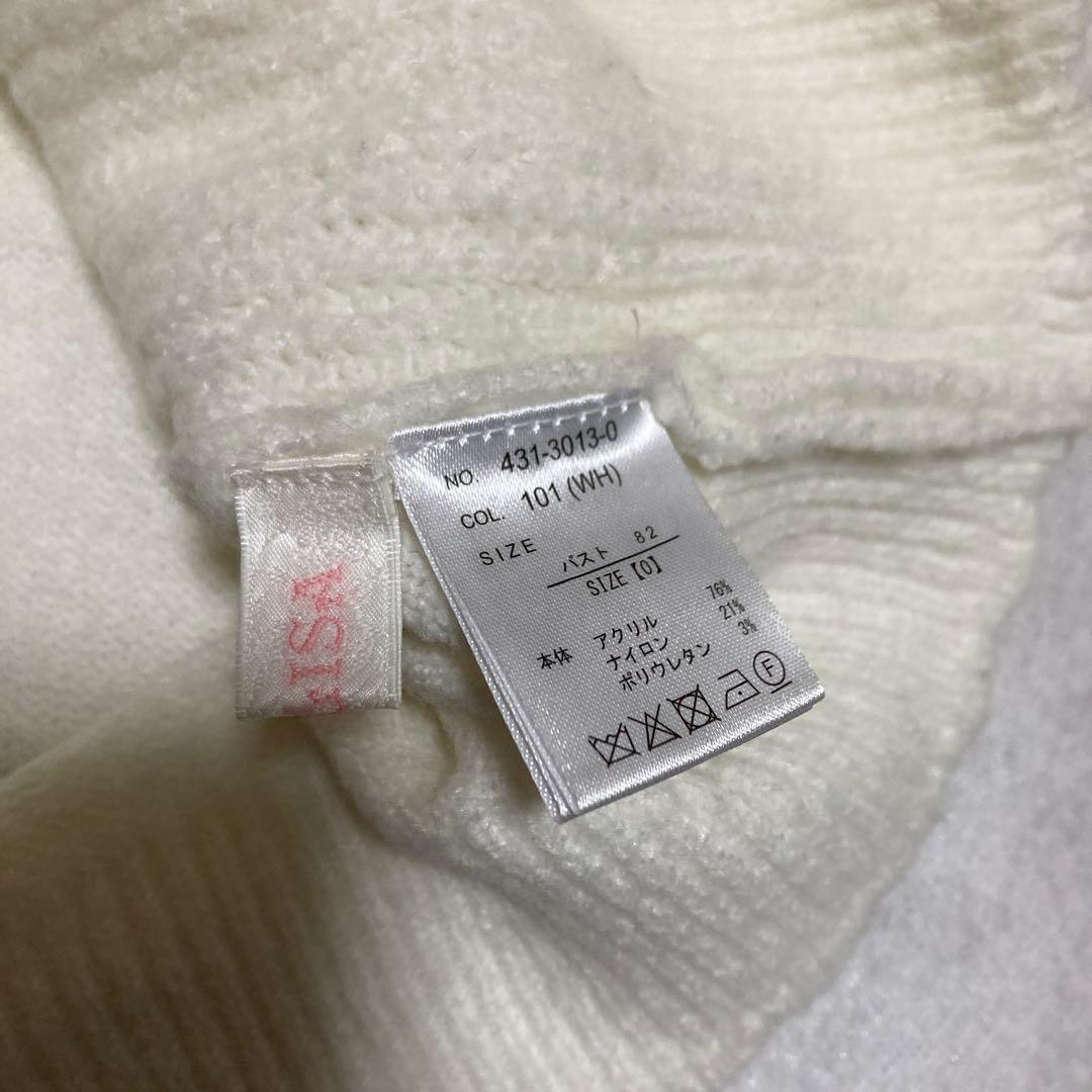 LIZ LISA ポンポン　リボン　レースヨーク　ニット トップス ホワイト系