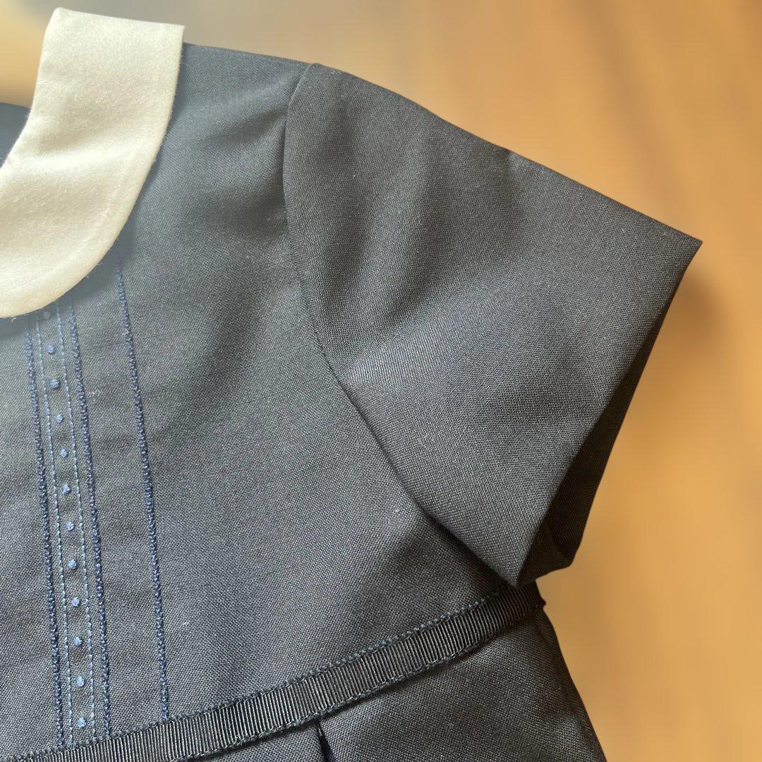 【ほぼ未使用】お受験⚫️familiar 紺色ワンピース 100cm