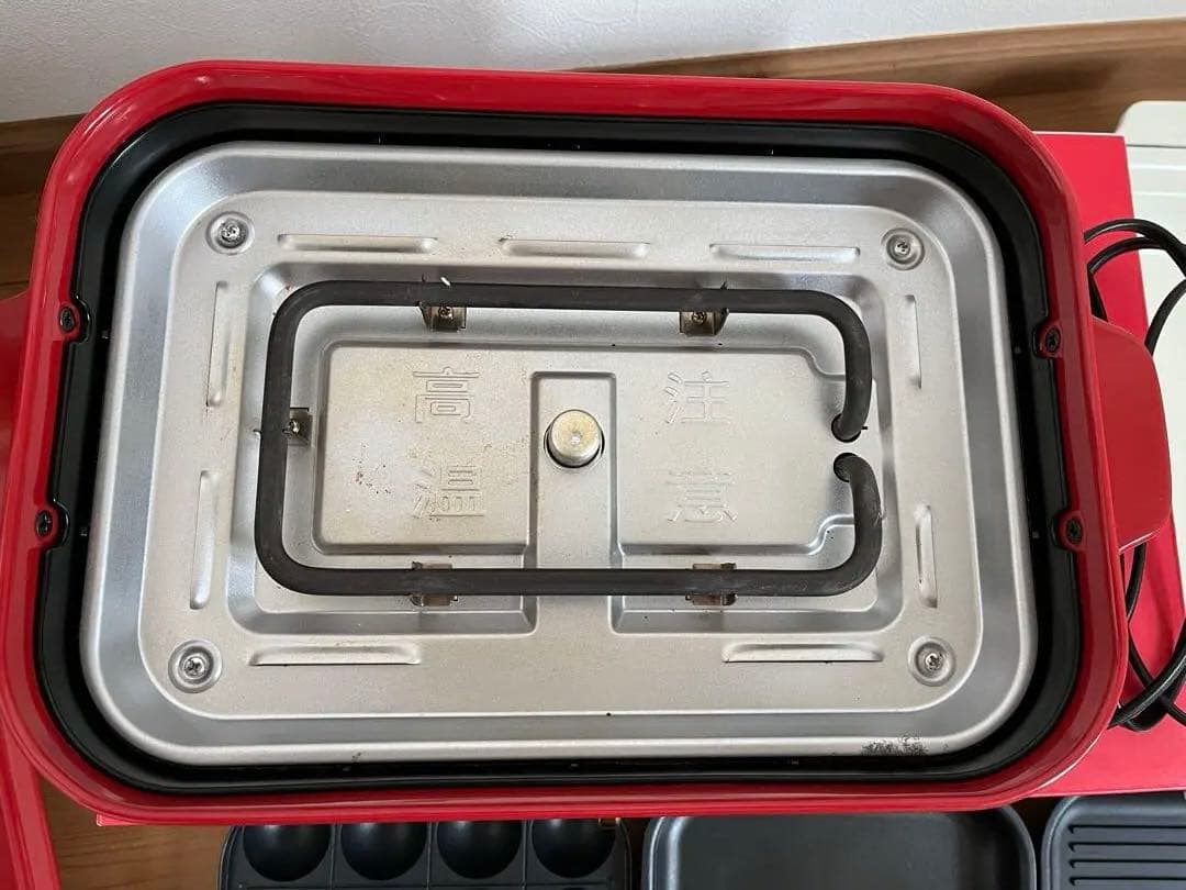 BRUNO コンパクトホットプレート レッド ➕深鍋➕グリル 説明書あり