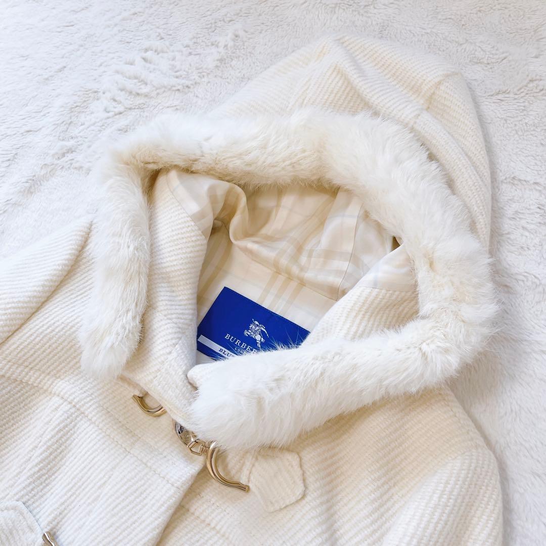 美品★バーバリーブルーレーベル アンゴラ　フーデットダッフルコート40 ファー