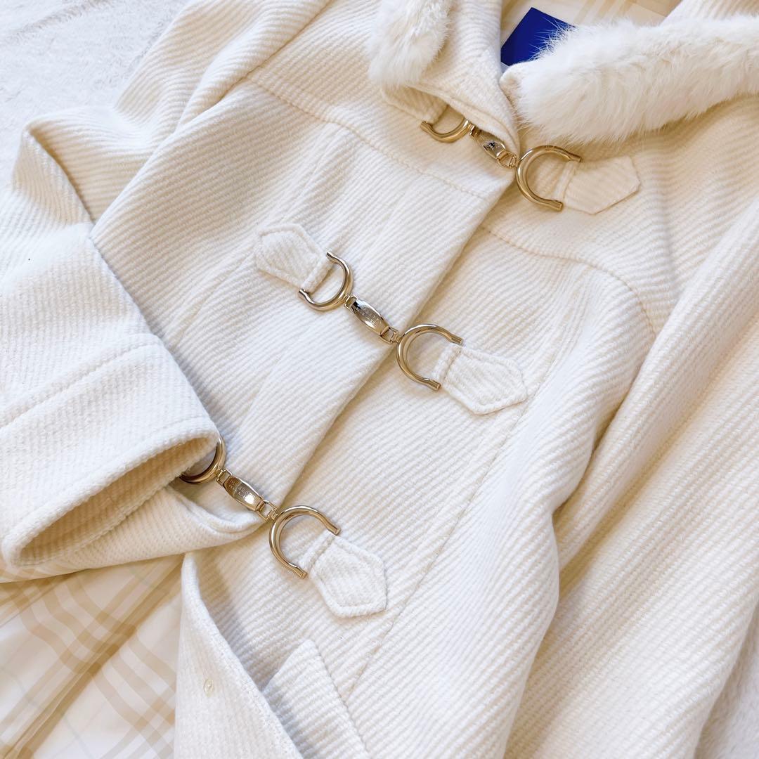 美品★バーバリーブルーレーベル アンゴラ　フーデットダッフルコート40 ファー