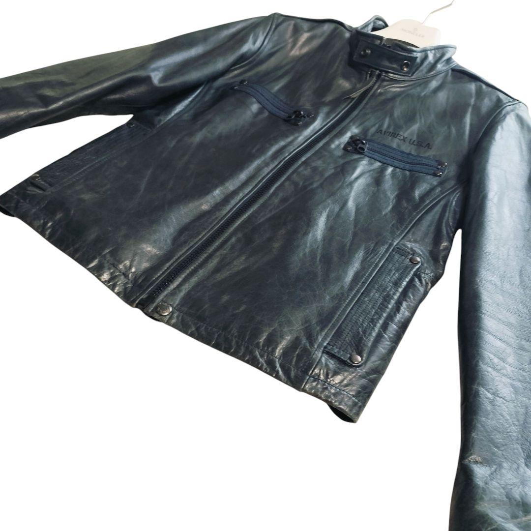 【希少カラー✨】AVIREX アヴィレックス レザージャケット グリーン牛革