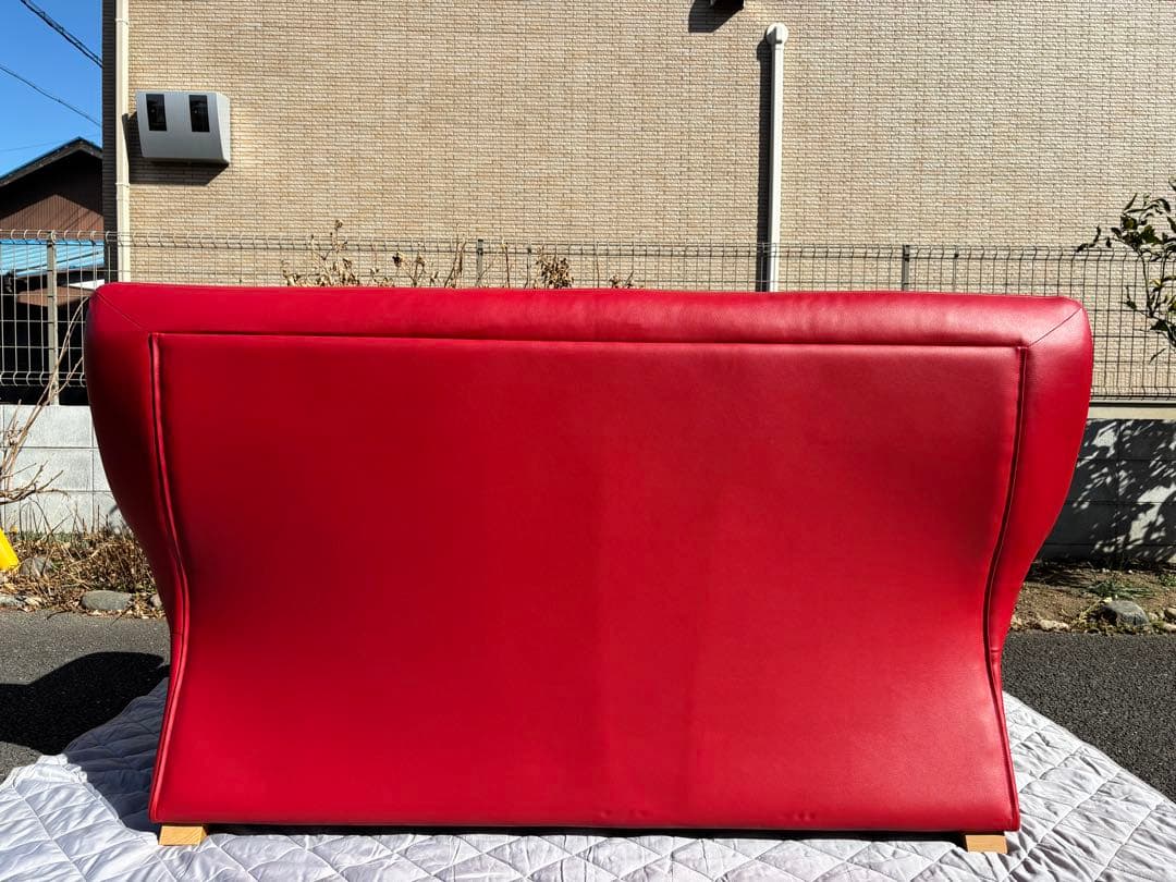 【送料込み】赤いレザーソファー　アサヒVarie（バリエ） 3人掛け