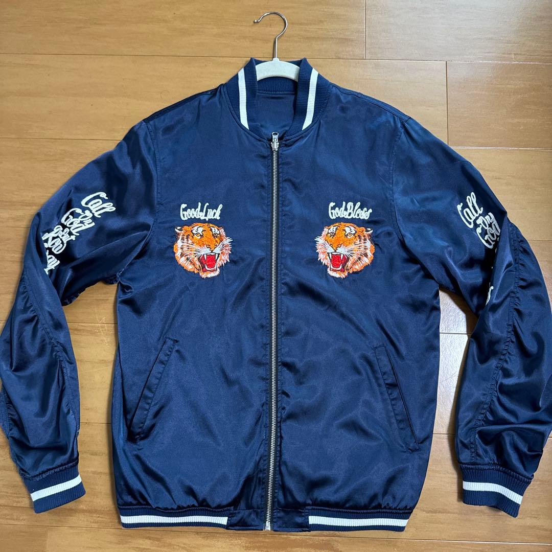 crimie リバーシブル虎刺繍 ネイビー スカジャン