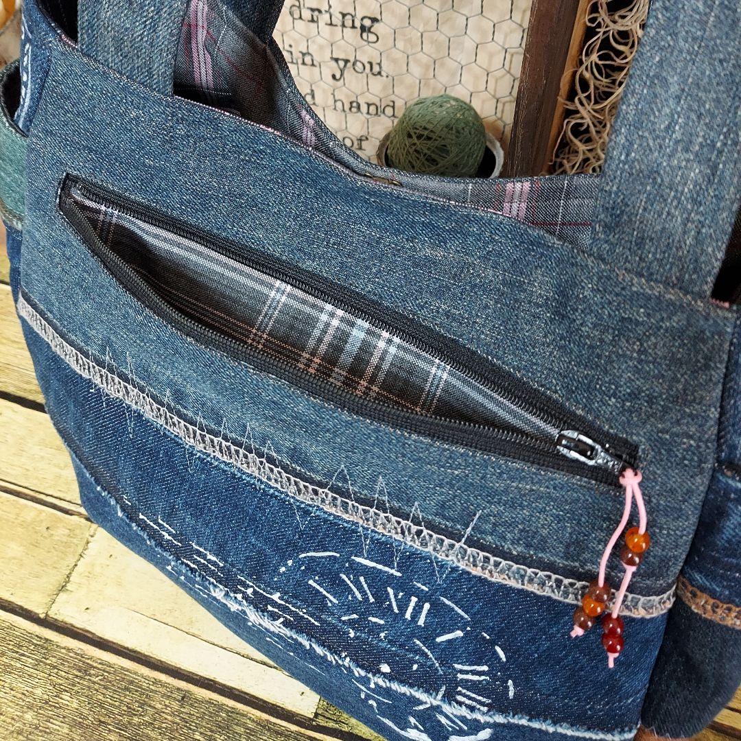 【ほたる】刺繍デニムバック　No.675　　&　ショルダーベルト