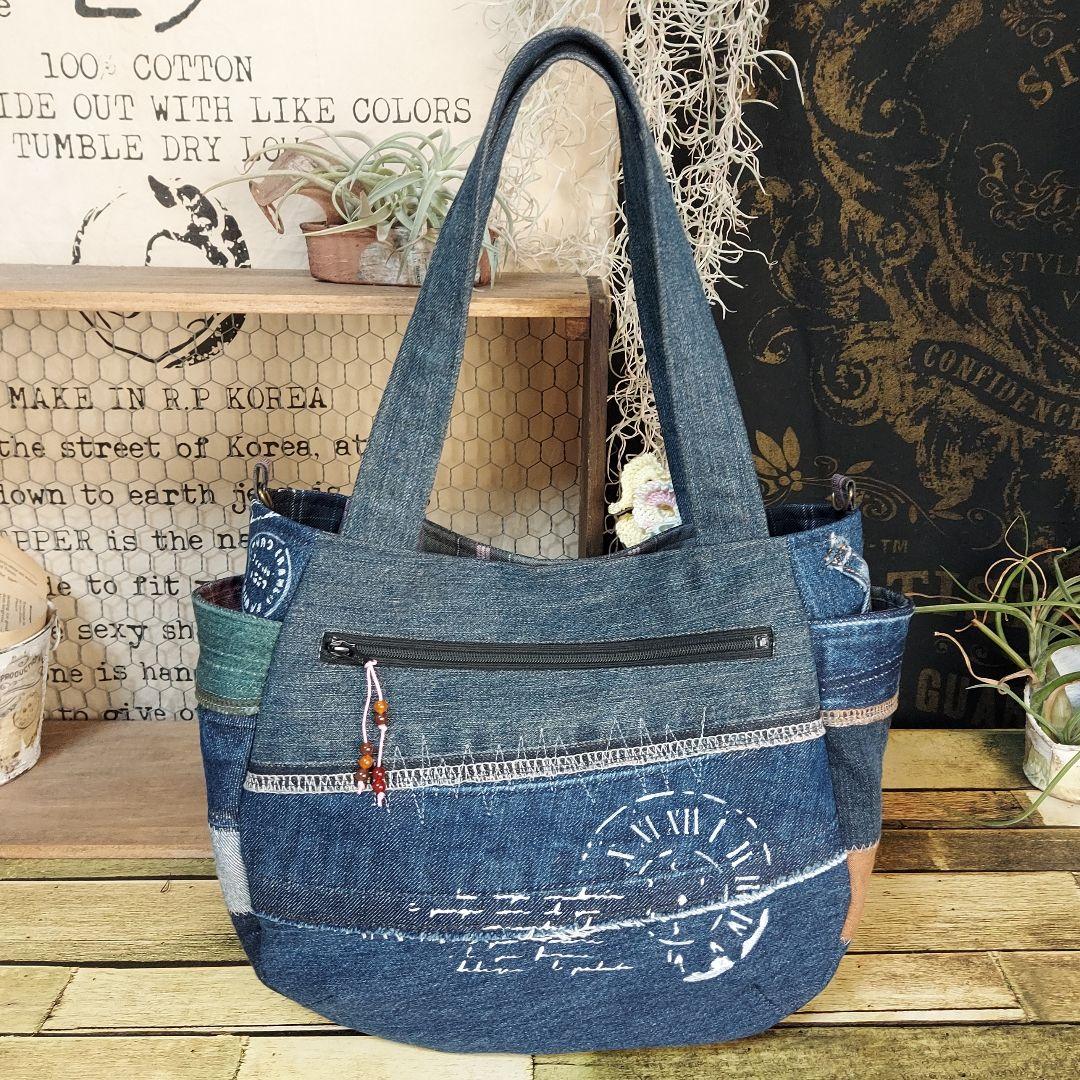 【ほたる】刺繍デニムバック　No.675　　&　ショルダーベルト