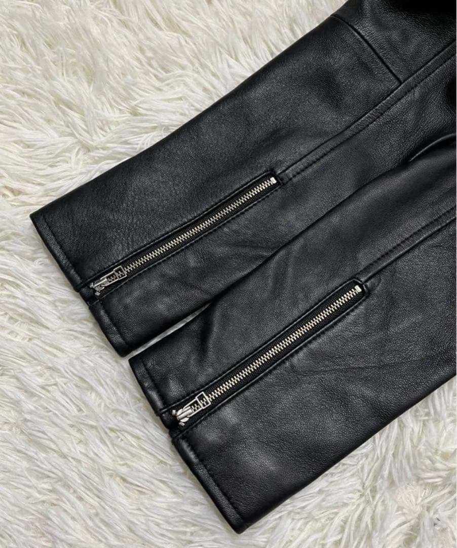 【極美品】もりのがっこう　ライダースジャケット　ラムレザー　ブラック　Ｍ