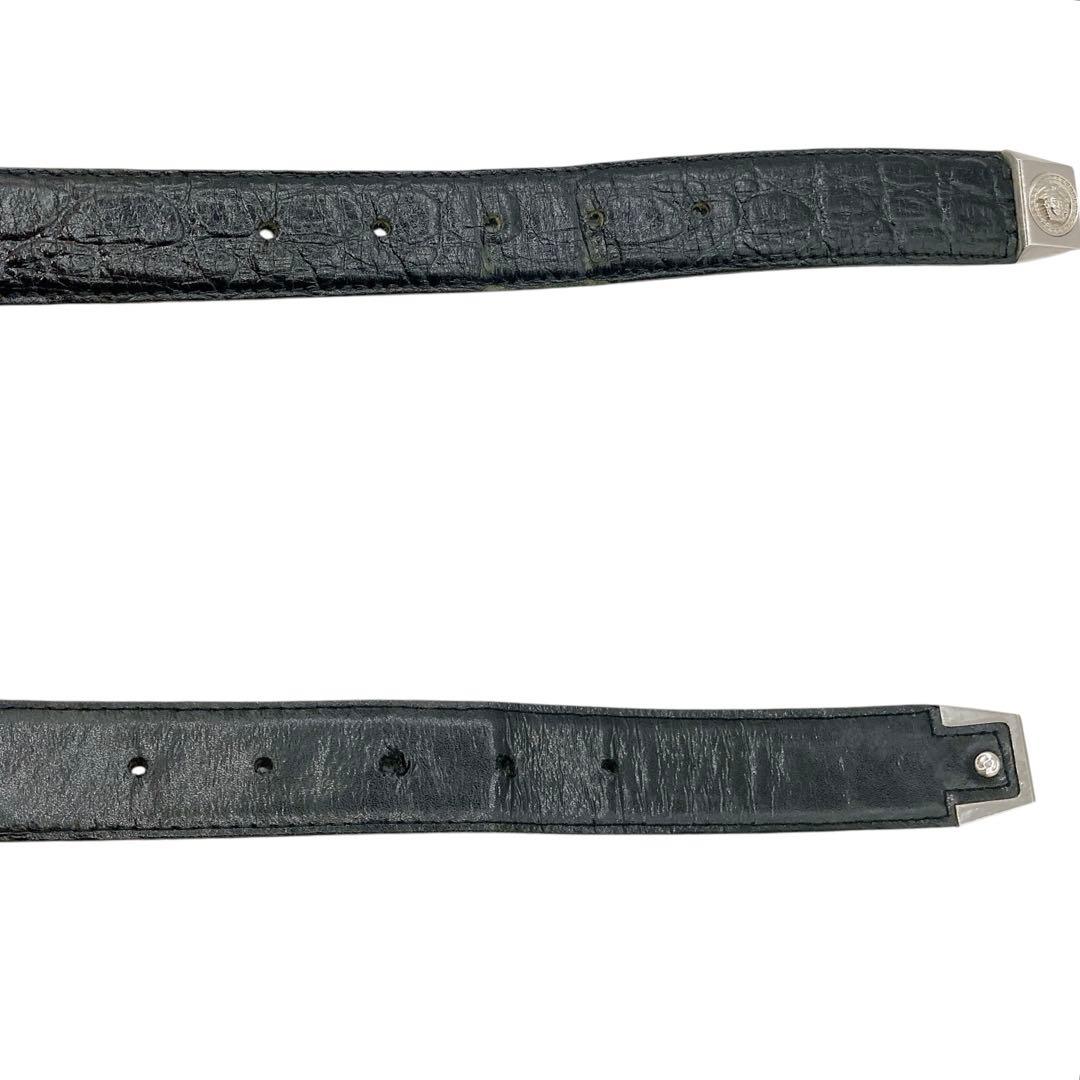 ヴェルサーチ✨ベルト　レザー　メデューサ　約100cm ロング　クロコ型押し　黒
