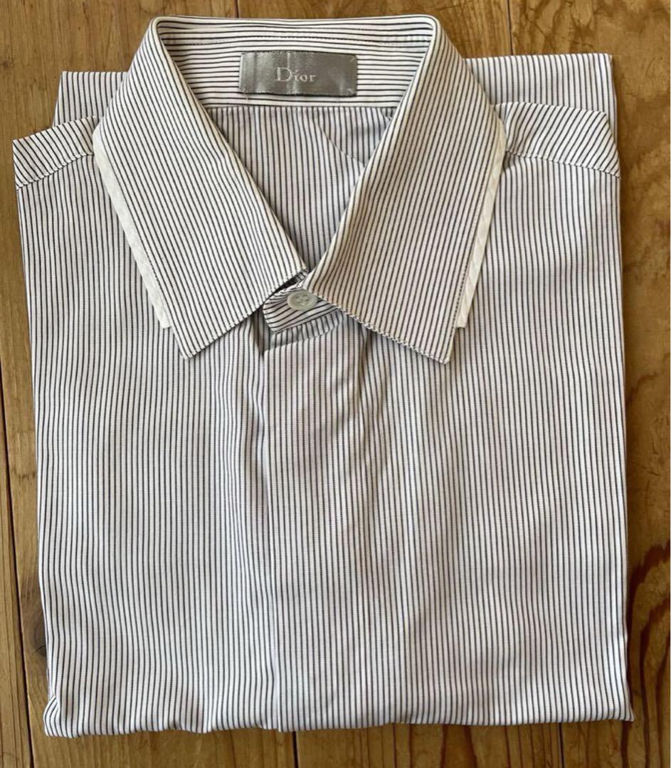 【値下】希少定価9万 07AWディオールオム Diorストライプシャツ37