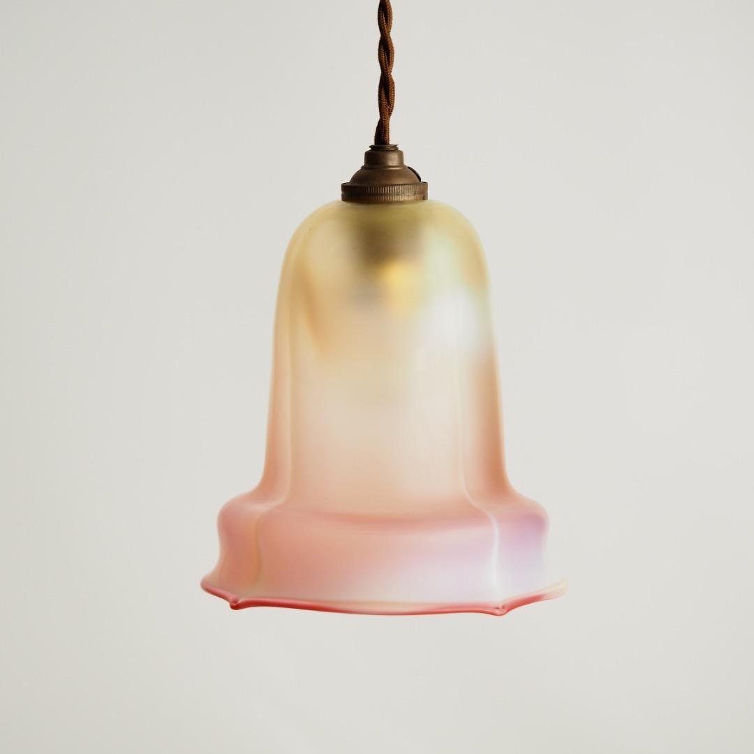 シェードランプ ヴァセリンガラス 天吊りランプ / アンティーク 英国製