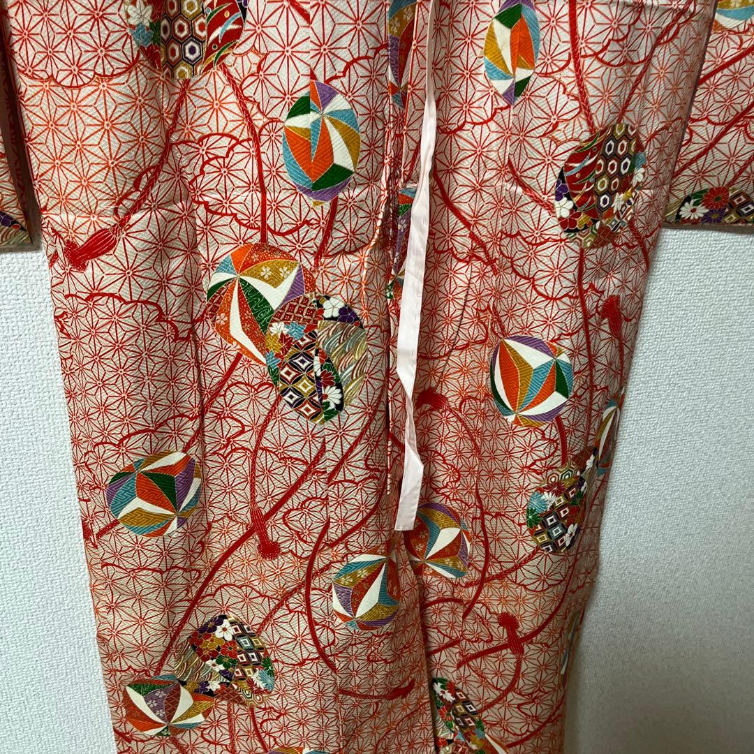 七五三　五歳　七歳　着物セット　アンティーク　かのこ　朱色