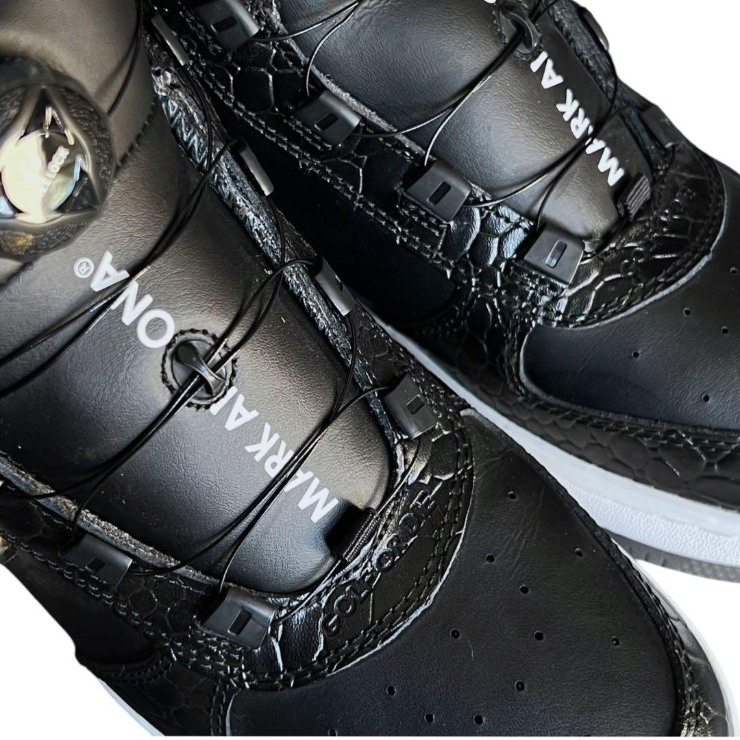 美品 マーク＆ロナ スパイクレス ゴルフシューズ 25cm 黒 型押し ダイヤル