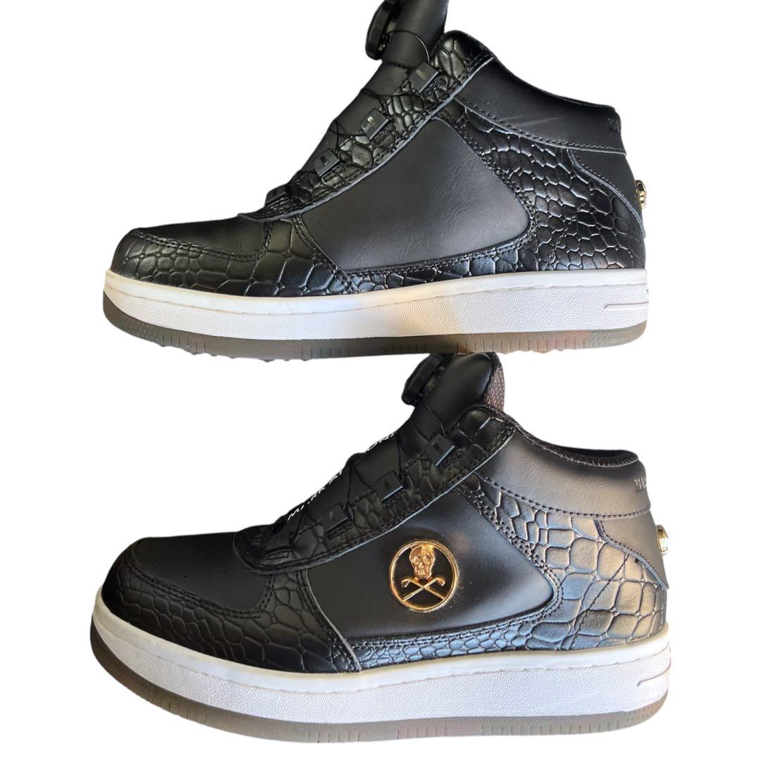 美品 マーク＆ロナ スパイクレス ゴルフシューズ 25cm 黒 型押し ダイヤル