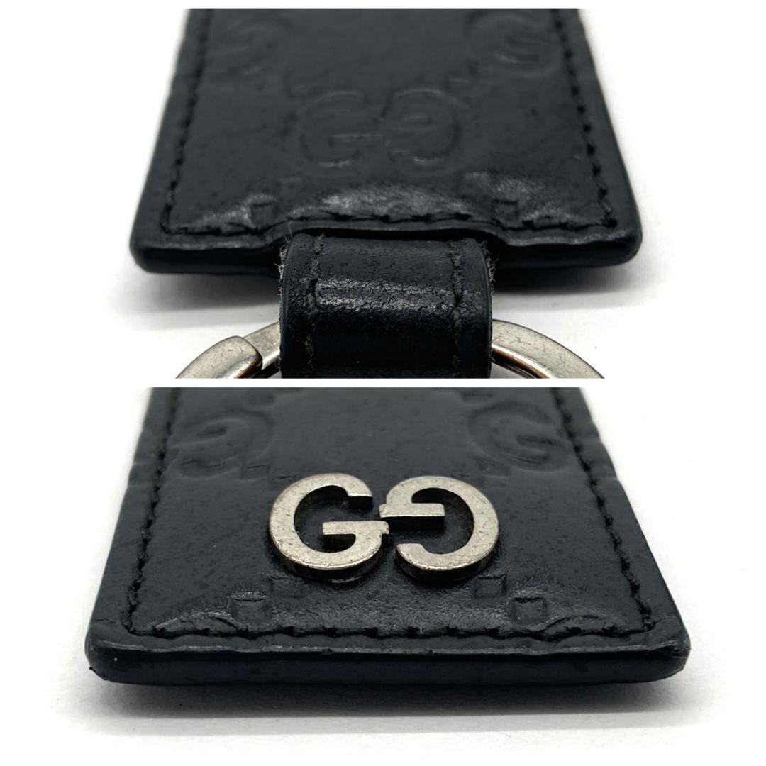 【極美品】GUCCI　シマ　GG　キーリング　ブラック　インターロッキング