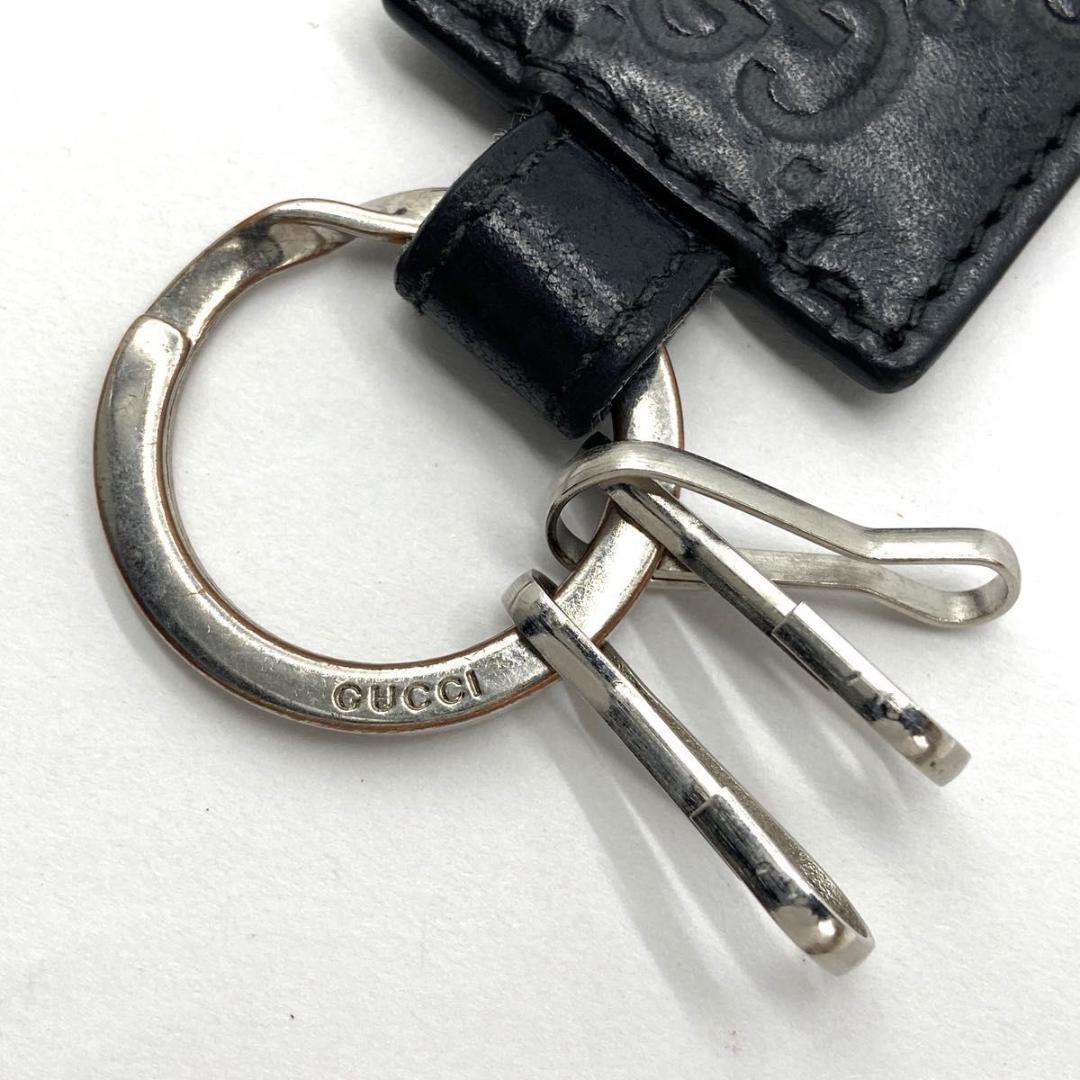 【極美品】GUCCI　シマ　GG　キーリング　ブラック　インターロッキング