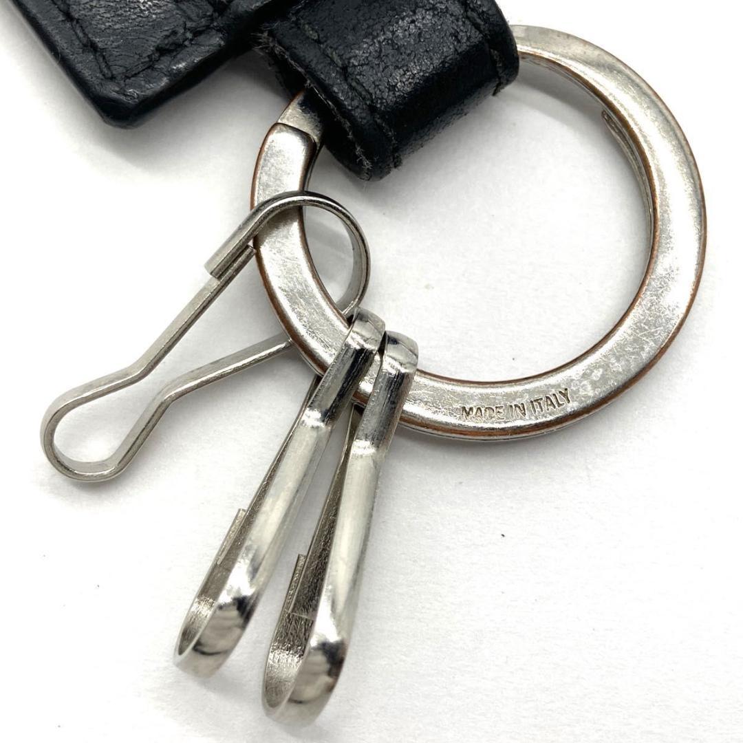 【極美品】GUCCI　シマ　GG　キーリング　ブラック　インターロッキング