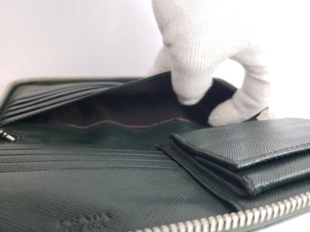 ★プラダPRADA★マルチスタッズストーンレザーウォレット★長財布ラウンドジップ