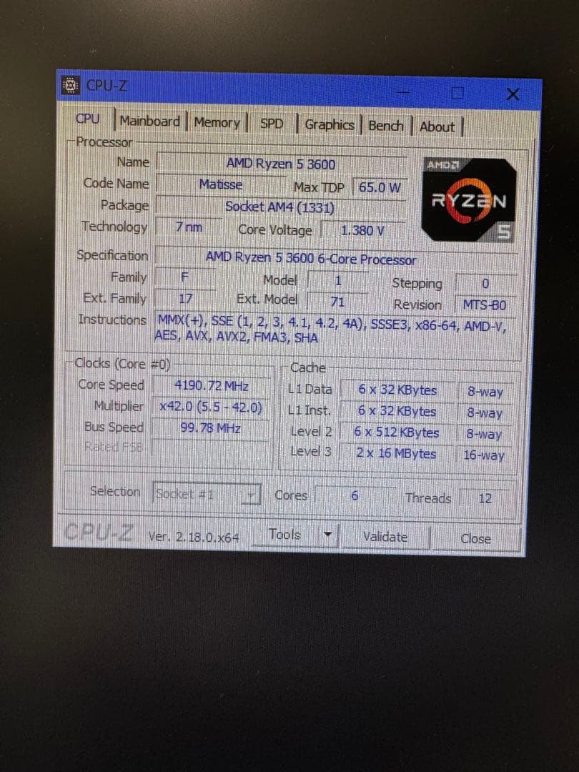 CPU AMD Ryzen5 3600