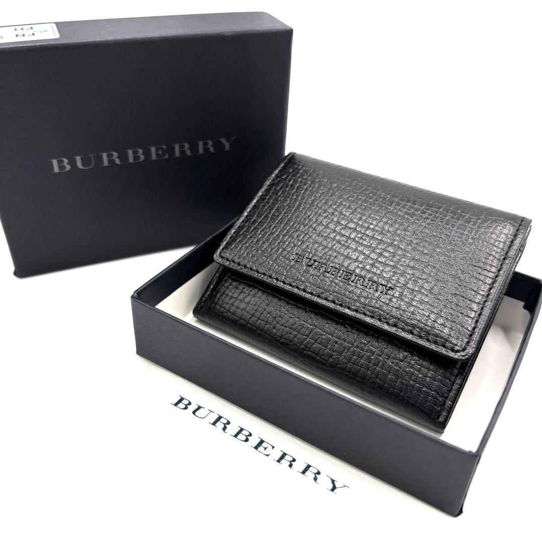 【未使用保管品】バーバリー ケース ノバチェック ロゴ型押し 本革 黒