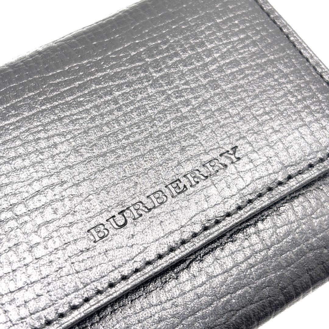 【未使用保管品】バーバリー ケース ノバチェック ロゴ型押し 本革 黒