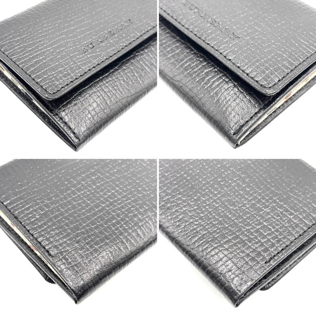 【未使用保管品】バーバリー ケース ノバチェック ロゴ型押し 本革 黒