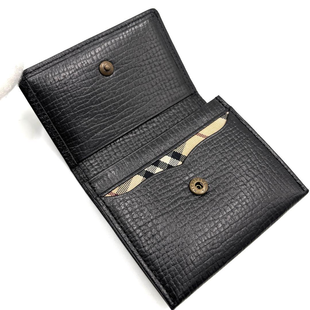 【未使用保管品】バーバリー ケース ノバチェック ロゴ型押し 本革 黒