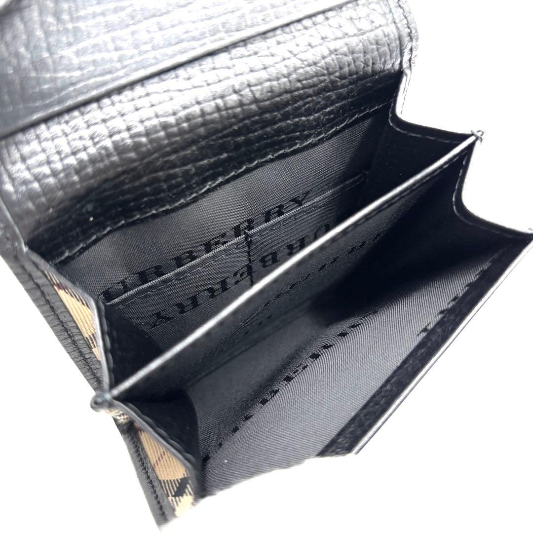 【未使用保管品】バーバリー ケース ノバチェック ロゴ型押し 本革 黒