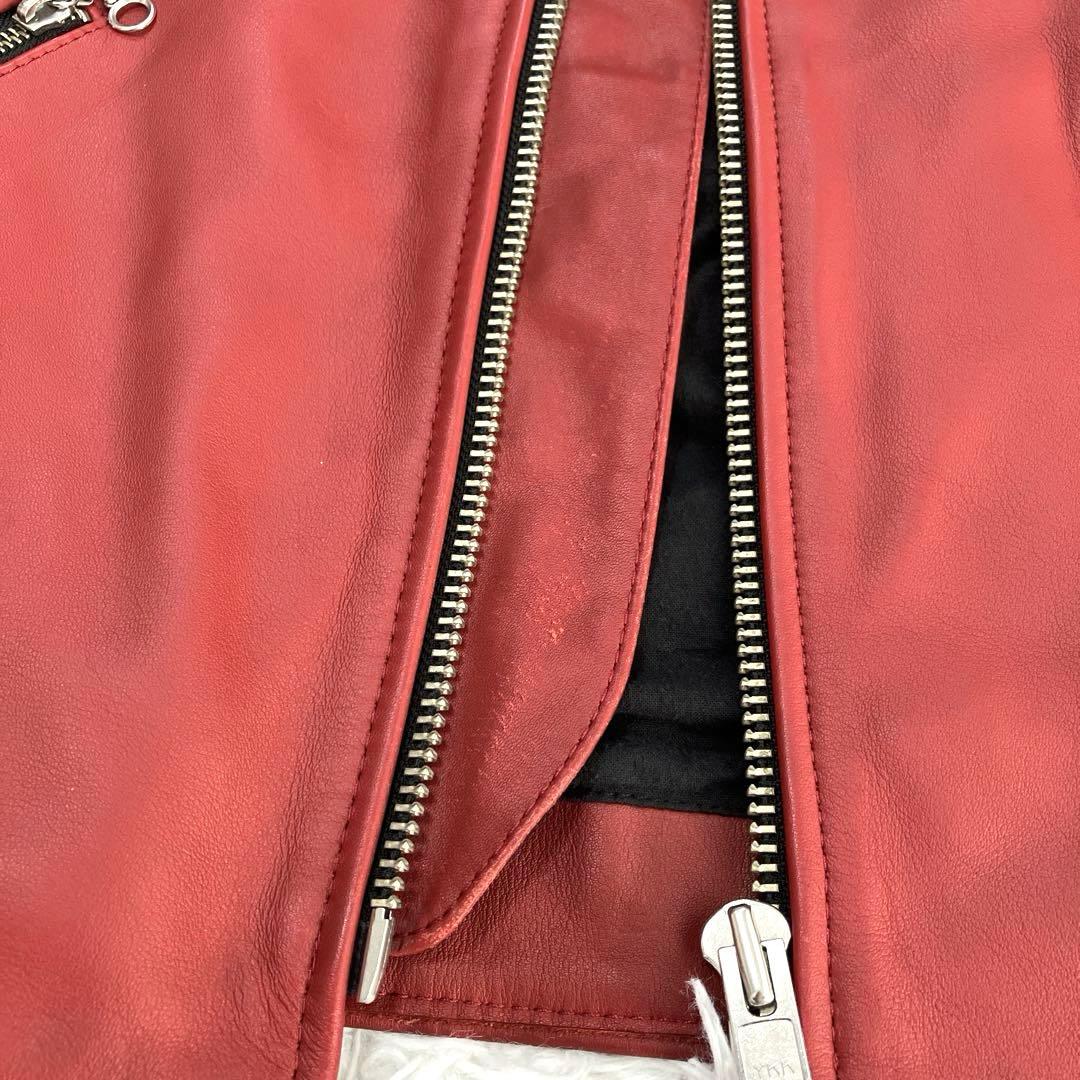 極美品✨　CLUB GREEDY　シングルライダース　L　本革　レザー　赤/黒