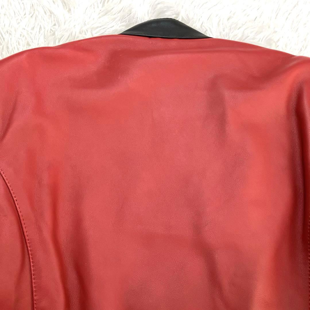 極美品✨　CLUB GREEDY　シングルライダース　L　本革　レザー　赤/黒