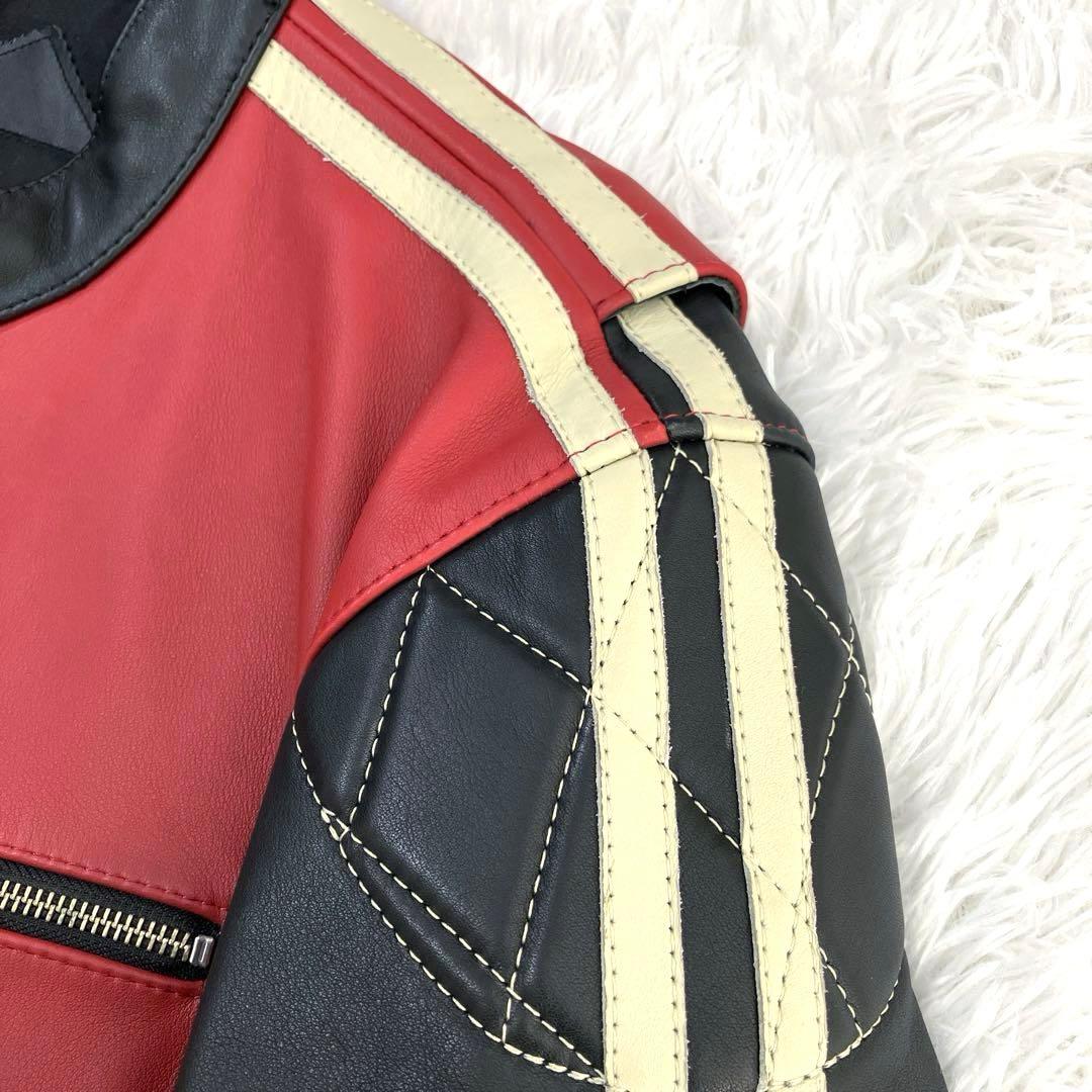 極美品✨　CLUB GREEDY　シングルライダース　L　本革　レザー　赤/黒