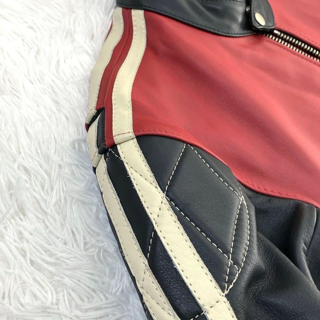 極美品✨　CLUB GREEDY　シングルライダース　L　本革　レザー　赤/黒