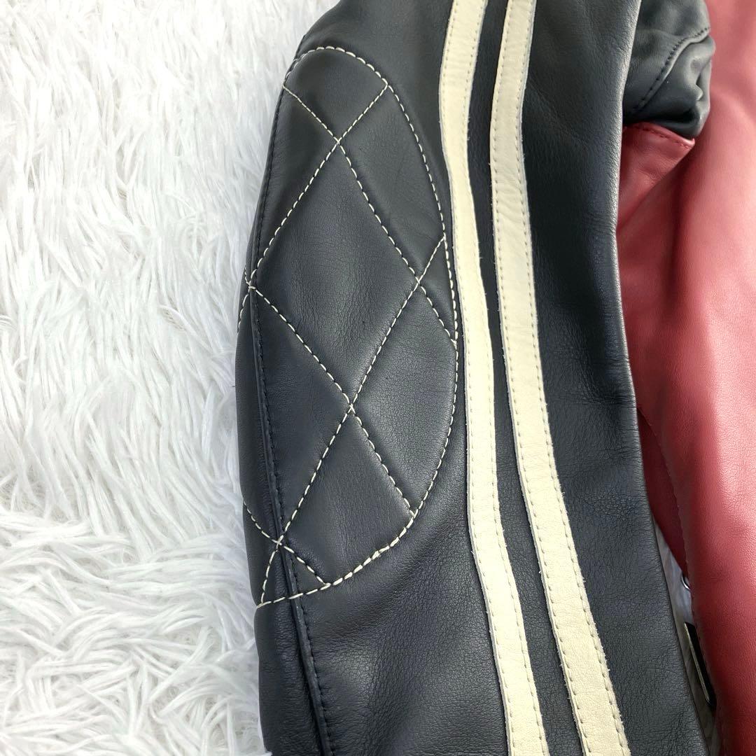 極美品✨　CLUB GREEDY　シングルライダース　L　本革　レザー　赤/黒