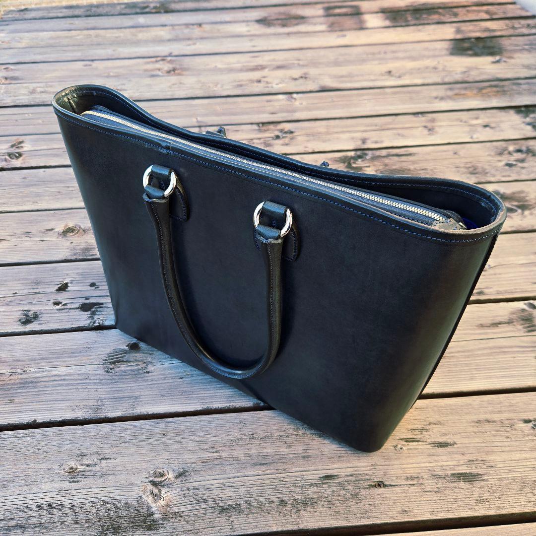 【美品】万双　双鞣和地　トートバッグ　ネイビー　ビジネス