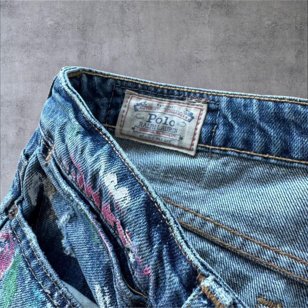 希少Polo RALPH LAUREN グランジペイント デニムパンツ W28