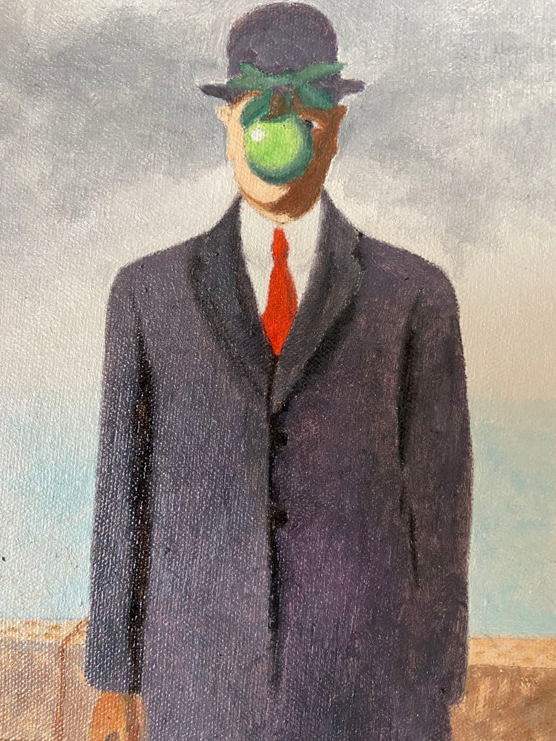 マグリット　肉筆手描きの油絵模写画　人の子