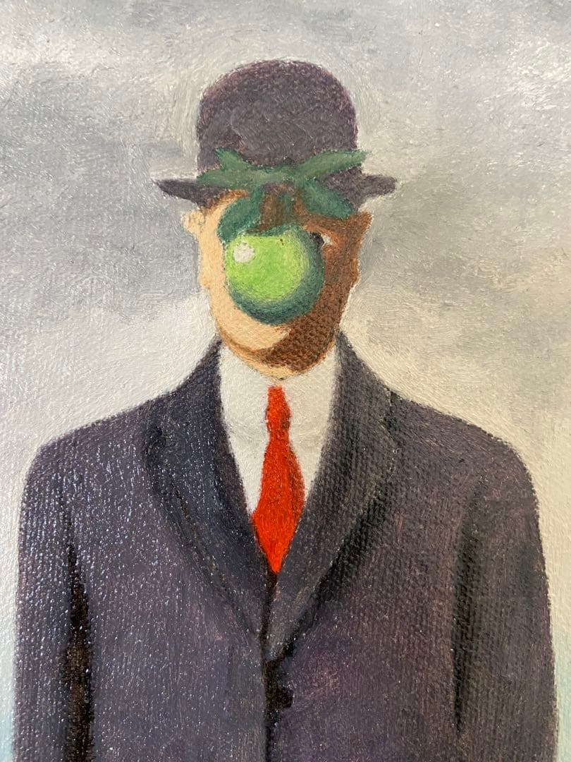 マグリット　肉筆手描きの油絵模写画　人の子