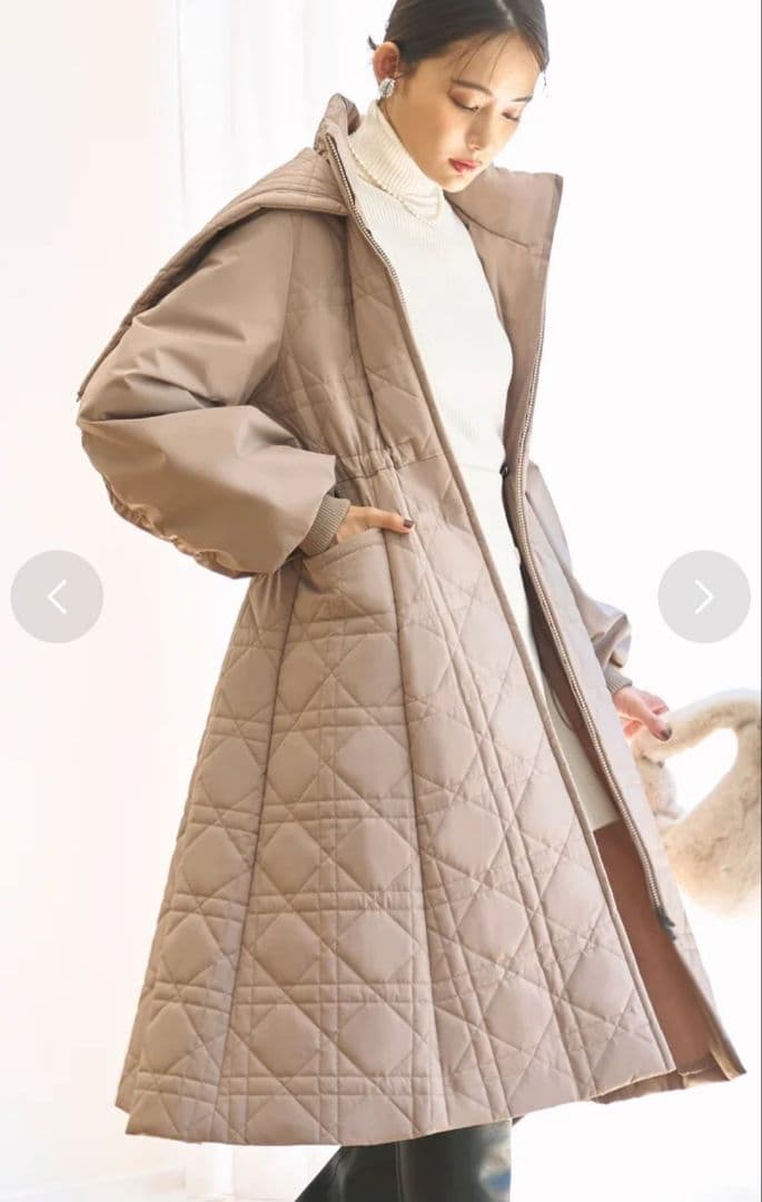 はる2WAYシルエットミックスステッチフーディーパテッドコート