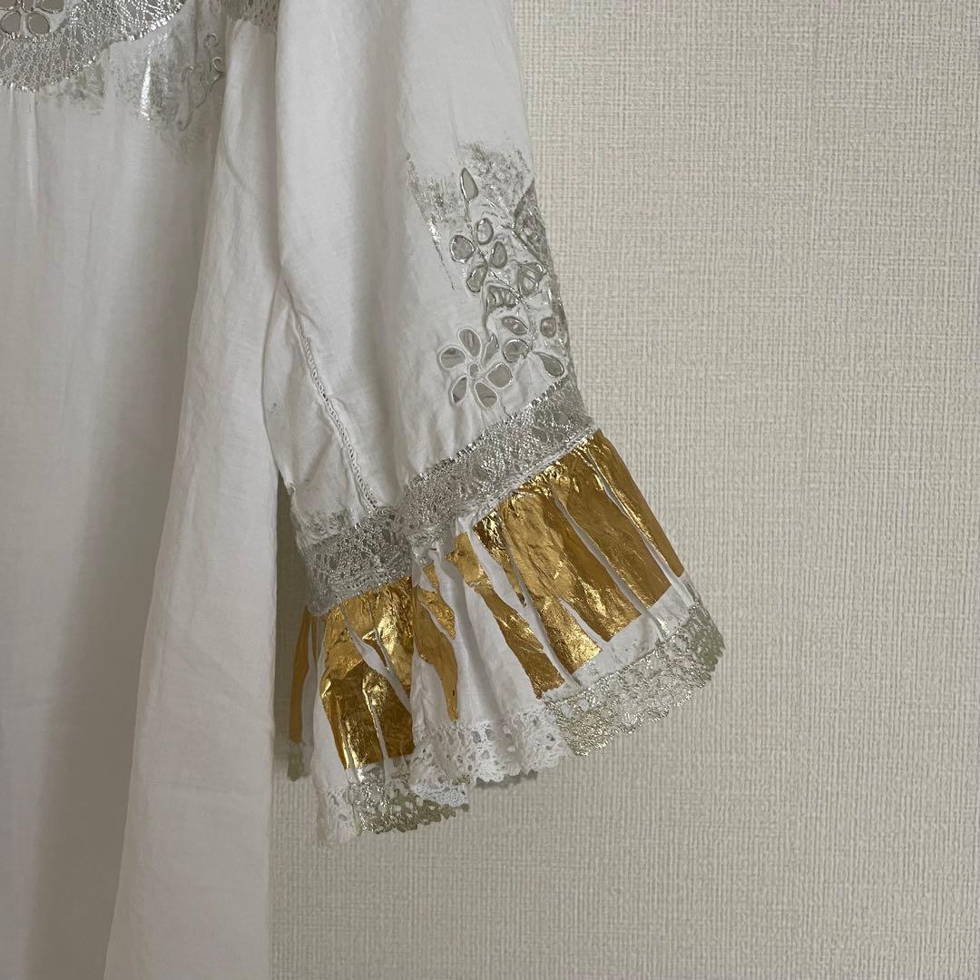 1/29までセール❗️ yuki fujisawa 箔ブラウス　金箔　銀箔