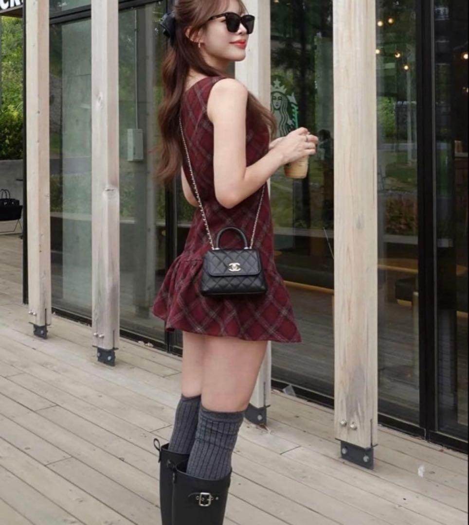 Darich ダーリッチ タータンチェックノースリミニワンピース