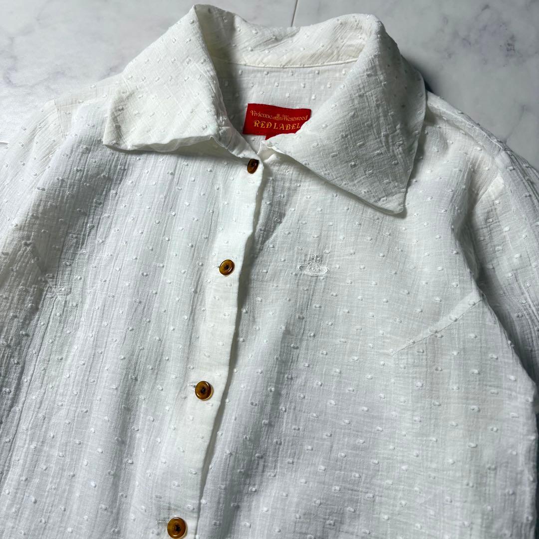 ヴィヴィアンウエストウッド レッドレーベル ドット柄 オーブ刺繍 長袖シャツ